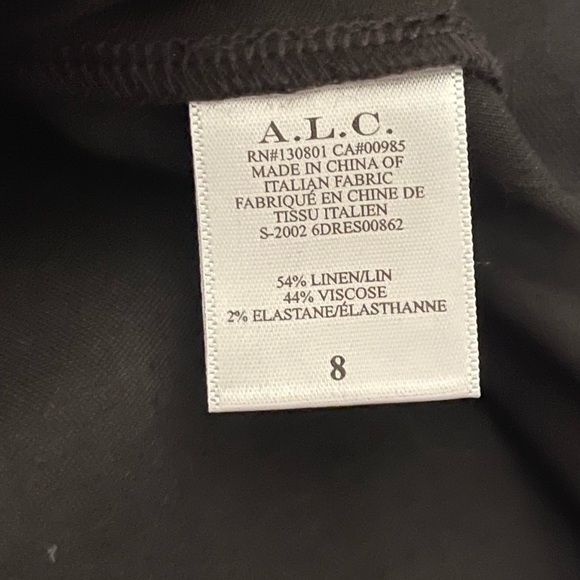NWT A.L.C. Aila Black Puff Sleeve Mini Dress V Neck Linen Blend Long Sleeve US 8 - Picture 10 of 11